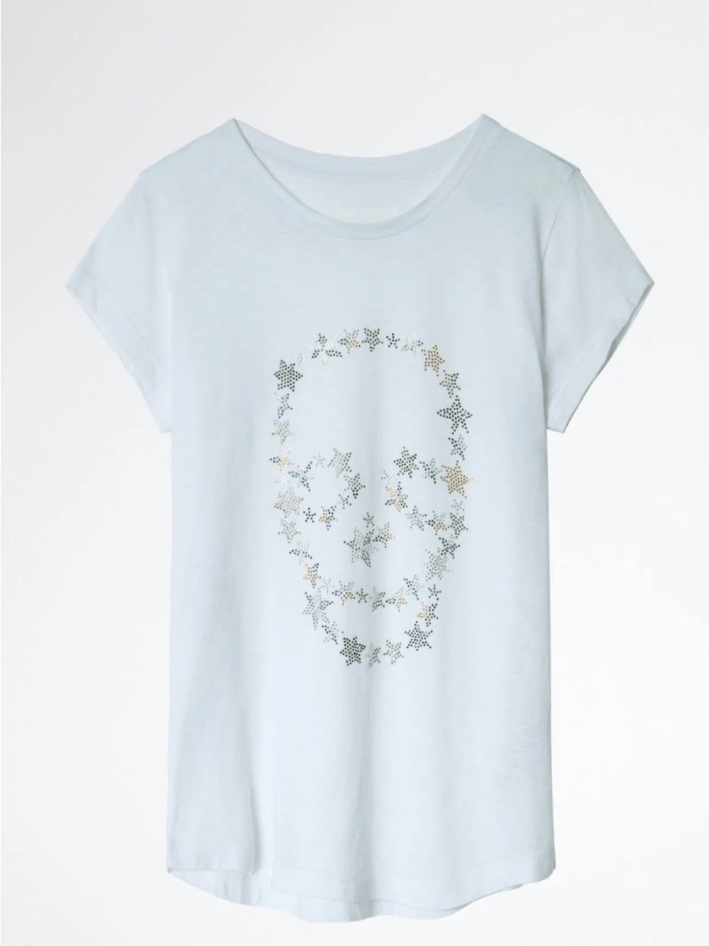 Zadig & Voltaire White Short-Sleeve Tee with Metallic Star Studs
